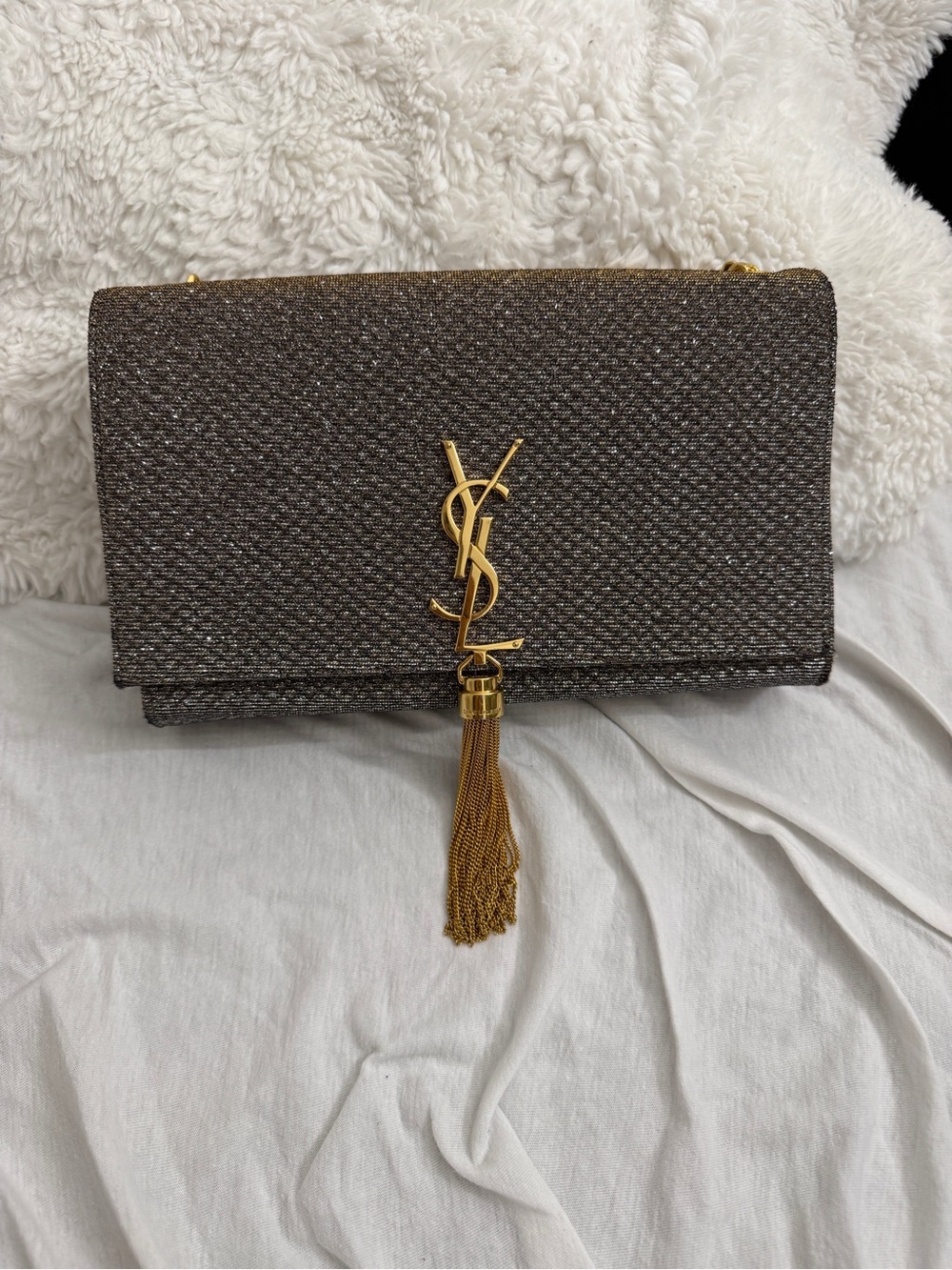 Saint Laurent Metallic Brown Kate Tassel Shoulder Bag